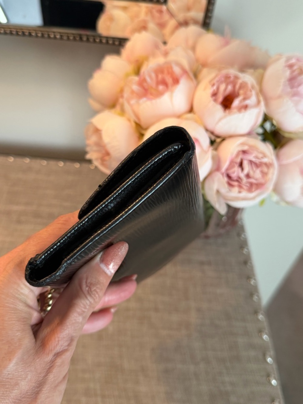 LV Sarah Black Epi Leather Long Flap Snap Wallet Y2K with gold crossbody kit - Picture 6 of 14